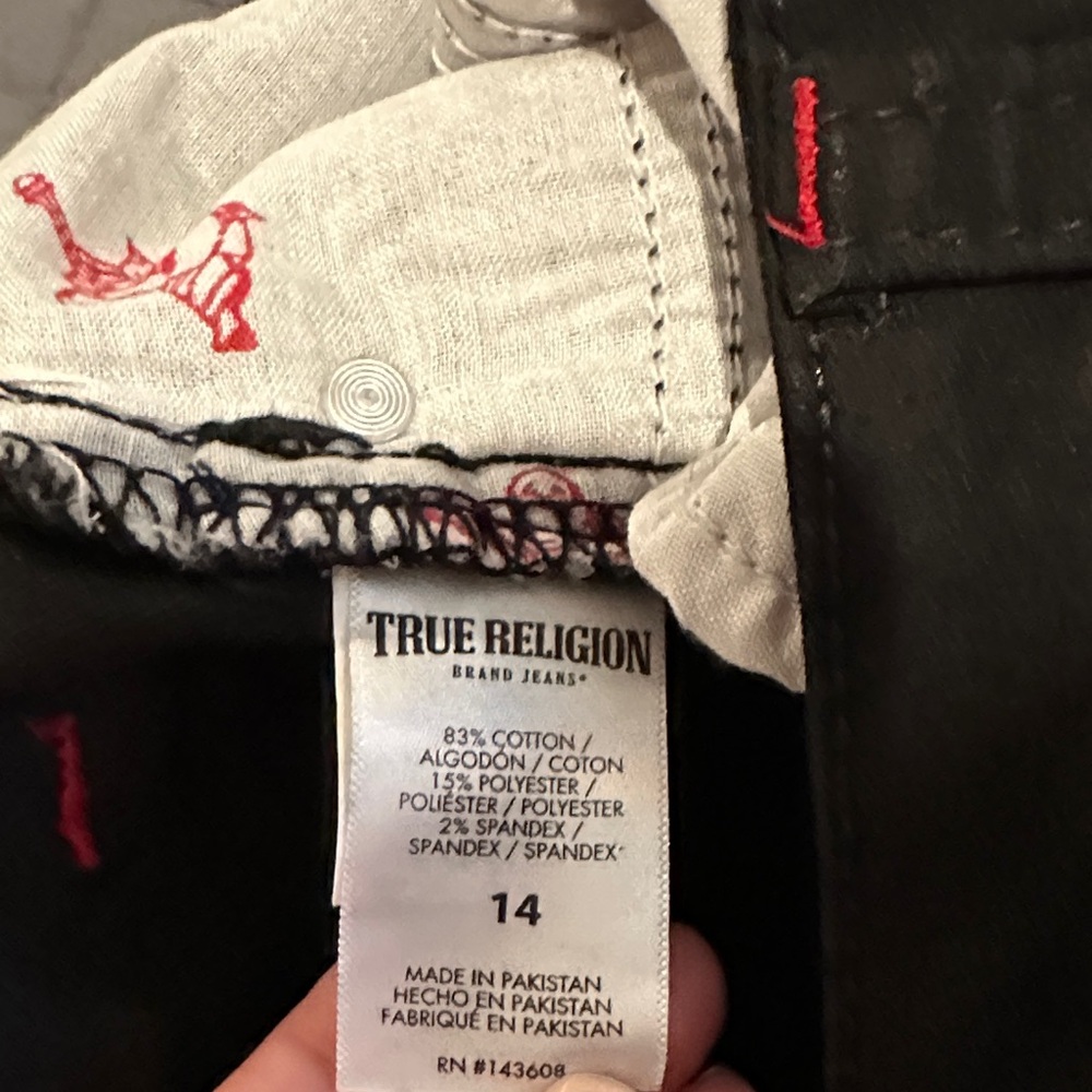 True Religion Black Jeans with Red Accents